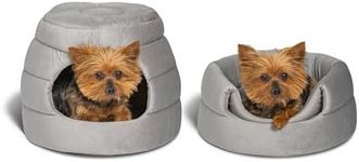 Best Friends by Sheri 2 in 1 Honeycomb Convertible Cat and Dog Cave Bed, Ilan Microfiber, Gray, Standard