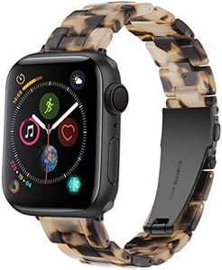 Light Compatible with Apple Watch Bands Ultra 49mm 45mm 44mm 42mm, Fashion Resin iWatch Band for Apple Watch Ultra Serie 9 8 7 6 5 4 3 2 1 Apple Watch SE(Tortoise Stone Flower,42/44/45/49mm)