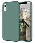 DOMAVER iPhone XR Case Liquid Silicone Shockproof Slim Lightweight Smooth Soft Gel Rubber Microfiber Lining Cushion Texture Cover Protective Phone Cases for iPhone XR - Pine Green