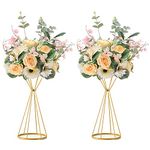 Sziqiqi Set of 2 Geometric Metal Flower Column Stand for Wedding Reception Tables, Artificial Flower Road Lead Vase, Centerpieces Decoration for Party Birthday Events Festival Celebration