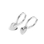 Cute Heart Love Dangle Drop Cartilage Small Huggie Hoop Earrings for Women Girls Minimalist S925 Sterling Silver Dangling Cuff Sleeper Hoops Dainty Hypoallergenic Jewelry Gifts for Her (Silver)