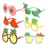 6 Pairs Luau Party Sunglasses Novelty Funny Hawaiian Tropical Eye Glasses Eyewear Cocktail Party Supplies Eyeglasses Summer Beach Party Sunglasses Photo Props for Adults (Multicolour B)