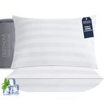 Pillows Standard Size Set of 2 (White Stripe), Cooling Hotel Quality, Gusseted Pillow for Back, Stomach or Side Sleepers,20 x 26 Inches