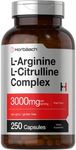 Horbäach L-Arginine L-Citrulline Complex | 3000mg | 250 Capsules | Non-GMO, Gluten Free Supplement | by Horbaach, 0.305 kilograms