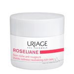 Uriage Roséliane Anti-Redness Rich Face Cream with Green Pearls and Shea Butter- Hydrating Moisturizer for Sensitive Skin Prone to Redness - Long-lasting Comfort, Paraben-Free & Non-Comedogenic- 50ml