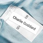 64 x No Iron Small Personalised Stick On Waterproof Washable Name Labels Great for Clothes, School Uniform, Equipment - White