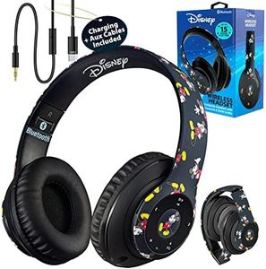 Disney Mickey Mouse Bluetooth Headphones Over Ear, Wireless and Wired Foldable Headset Built-in Microphone - Birthday Gift Adults Kids - Audifonos Auriculares Inalambricos