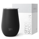 Simple Modern Wine Tumbler with Press-in Lid | Insulated Stainless Steel | Gifts for Women & Men | Spirit Collection | Midnight Black