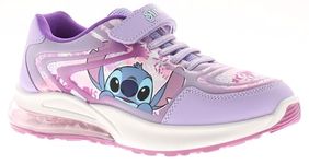 Disney Stitch Lights Emboss Girls Trainers Purple 10 Child UK