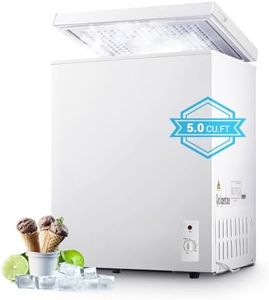 rosmena Chest Freezer, Deep Freezer 5 Cubic Feet with Removable Baskets & 6 Adjustable Temperature & Top Open Door, White Mini Deep Freezer Compact Freezer Suitable for Apartments(Down to -18°F)