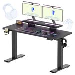 FLEXISPOT Standing Desk with Monitor Stand, 55 x 24 Inches One-Piece Electric Height Adjustable Computer Desk with Cup Holder, Home Office Desks (Black Frame+ Black Top)