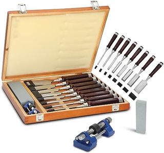 Wood Chisel Set (8 pcs),Carpentry Chisel With Wooden Storage Case,Sharpening Stone, Honing Guide & Protective Caps,Premium Set of Wood Chisel,Wood Chisel for Woodcarving,Carpentry,Trimming The Edges