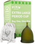 Pixie Cup XL Menstrual Cup - Ranked 1 for Most Comfortable Soft Reusable Period Cup - Wear for 12 Hours - Reduces Cramps - Lasts 10 Years - Tampon and Pad Alternative - Buy One We Give One (XL)