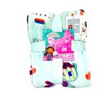 DIVAS SPIRITUAL Gabby's Dollhouse Plush Throw Blanket - Soft Fleece, 120cm x 150cm - Kids Pink Bedding Featuring Cute Cat Design - Perfect for Girls Bedroom and Travel (Gabby Doll House Blue)