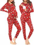 Ekouaer Nursing Pajama Set Long Sleeve Maternity Sleepwear Labor Delivery Pjs Breastfeeding Thermal Underwear Clothes Christmas Red M