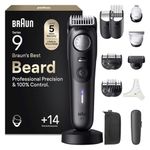 Braun Series 9 Beard Trimmer for Men, BT9565, Titanium - +14 Barbering Tools, Power Boost, Lifetime Sharp ProBlade, 180 min Cordless Use, 52 Lengths, PrecisionWheel & Lock, Waterproof, Fade Control