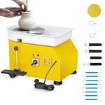 Electric Pottery Wheel, Potuem 350W 25CM Turnable Pottery Wheel with Detachable Basin, Adjustable Speed Pedal & Handle,Pottery Wheel Forming Machine for Adults and Beginners (Yellow)