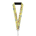 Buckle-Down Unisex's Lanyard Squarepants Key Chain, Spongebob Expressions Stripe Blue, Default