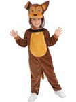 Smiffys Toddler Dog Costume, Brown with Hooded Jumpsuit, Children's Animal Fancy Dress, Animal Dress Up Costumes