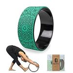 Myga Yoga Wheel - Exercise Prop great for Back Pain, Yoga Poses, Pilates, Stretches, Backbend Inversions and Bridge Position - Improves Flexibility, Balance and Core Strength - Turquoise Mandala