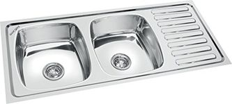 SINCORE 304 Grade Stainless Steel Matte Finish Double Bowl with Drain Board Kitchen Sink (Large, 45 X 20 X 7.5 inch)