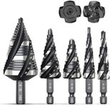 THINKWORK Four Spiral Flute Step Drill Bit Set (Metric), 5 Pcs HSS Step Drill Bits (4mm-35mm) Unibit Step Drill Bit, 6mm and 10mm Shank Step Bits for Aluminum, Wood, Plastic, Metal