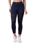 BLINKIN Women's Sports Tights & Skinny Leggings For Women With Mesh Insert : Ideal Gym Wear For Women Active Wear, Yoga & Fitness - The Ultimate Gym Pants For Women Workout (5001, Navy Blue,Size_4Xl)