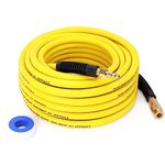 FYPower Air Compressor Hose 3/8 Inch x 50 Feet Hybrid Hose with Fittings, Flexible and Kink Resistant, 1/4" Industrial Quick Coupler and Plug Kit, Yellow