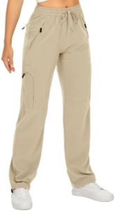 Womens Hiking Pants Quick Dry UPF 50 Lightweight Travel Golf Cargo Safari Pants Zipper Pockets,6608,Light Khaki,XS