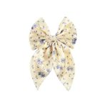 Radhu & Kabby Hair Bow Clip With Floral Ribbon | Suits Every Hair Type | Comfortable Hair Accessories | Anti-Hair Breakage Hairclips | Fancy & Stylish | Pack Of 1 | Same As Pic