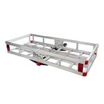 MaxxHaul 70108 49 Inch x 22.5 Inch Hitch Cargo Carrier - Trailer Hitch Mount Aluminum Cargo Carrier With High Side Rails For RV's, Trucks, SUV's, Vans, Cars With 2 Inch Hitch Receiver - 500-lb Load Capacity , Grey