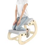 Ergonomic Kneeling Chair with Rocking Wooden Base – Adjustable Height Posture Chair with Thick Cushion, Soft Kneepad, Ideal for Home Office & Back Pain Relief