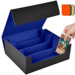 Aolso Card Storage Box for Trading Cards, 1800+ PU Leather Commander Card Deck Case With 8 card dividers, Card Case Storage Box, Magnetic Closure Card Holder for Magic Game Cards (Black&Blue)