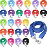 24 Pack Nylon Dog Training Leash Bulk 5 ft Dog Leash for Small and Medium Dogs Puppy Traction Rope for Training, Play, Camping, or Backyard, 12 Assorted Colors (Vibrant Colors)