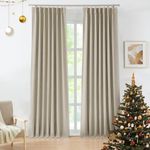 WEST LAKE 108 Inches Long Bailey Pinch Pleated Full Blackout Curtain Panels with Liners for Bedroom,Oatmeal Tan Pinch Pleat Drapes for Traverse Rod and Track,Luxury Window Treatment Set,40"x108"x2