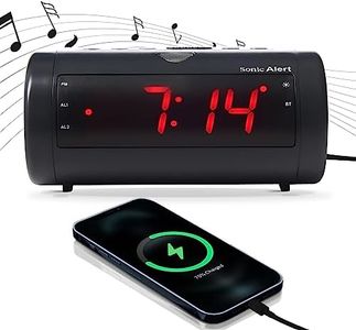 Sonic Blast Digital Alarm Clock – Loud Alarm Clock for Heavy Sleepers – Bedside Alarm Clock – Android & iOS Compatible - Bluetooth Speaker, USB Port – AUX Compatible