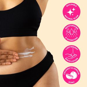 Skinny Tan Body Glow Gradual Tan Lotion – Vegan, Coconut & Vanilla, 280ml