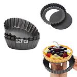 Tart Pan 12 Packs Egg Tart Molds 3 Inch Non-Stick Quiche Pan , Mini Tart Pans For Baking (12Pcs, 3inch)