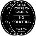 Ignixia No Soliciting Sign for House (Pack of 02) 4" x 5" Inches Smile You are on Camera Sign Digital Printed Oval Shape with Industrial Grade 3M Adhesive No Soliciting Thank You Sign for Front door,