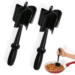 2PCS Professional Heat Resistant Nylon Meat Chopper and Potato Masher, BENIFILE Ground Beef & Turkey Safe for Non-Stick Cookware, Hamburger Chopper Utensil Mix Chopper for Kitchen Tool(Black)