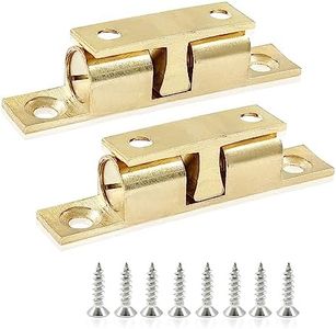 Litoexpe 4pcs Brass Cabinet Door Catch Latch, 60mm Double Ball Tension Roller Catch Latch, Brass Ball Catch Door Hardware for Closet Furniture Door, with Screws