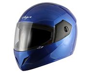 Vega Cliff Dx ISI Certified Lightweight Full Face Smooth Gloss Finish Helmet for Men and Women with Clear Visor(Blue, Size:M)