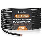 InstallGear 4 Gauge OFC Wire, AWG OFC Pure Copper Power Ground Wire Cable (25ft Black) True Spec and Soft Touch Welding Wire, Battery Cable Wire, Automotive Wire, Car Audio Speaker Stereo, RV Trailer