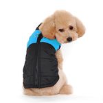 Ectkuee Waterproof Dog Coat Jacket Warm Padded Puffer Pet Dog Puppy Clothes Vest (Blue,M)