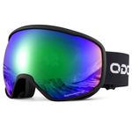 Odoland OTG Ski Goggles with Anti-fog, Anti-glare Lens UV400 Protection Adult Snow Goggles, Double Spherical Goggles for Skiing Skating Snowmobiles and Snowboards Suit Men and Women B