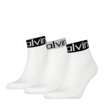 Calvin Klein 3-Pack Logo Welt Sports Quarter Socks, White One Size White