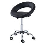 HOMCOM Modern Hydraulic Moon Salon Stool Rolling Swivel Chair Massage Spa Tattoo Pub Bar Stool, Black