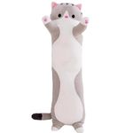 ADORA Plush Cartoon Kitty -100cm Grey Sleeping Hugging Pillow, Cuddly Soft Long Cat Body Pillow for Girls Kids