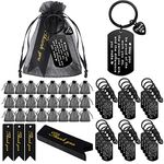 Yinkin 72 Pcs Employee Appreciation Gift Bulk for Coworker Thank You Gifts Keychains with Organza Bags Thank You Cards Gift(Black)