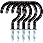 Yogopro Cup Hooks,30 Pcs Cup Hooks Screw in Hooks Black Mug Holder Plastic Coated Heavy Duty Hook Hangers - 50mm (2 inch)